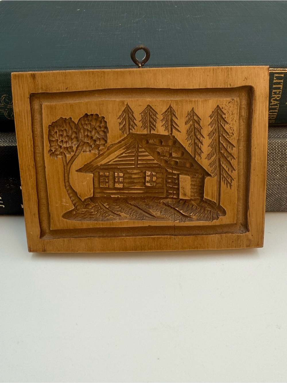 Vintage Hand Made In Switzerland Plaque With Cabin In The Woods 4.5x3.5”